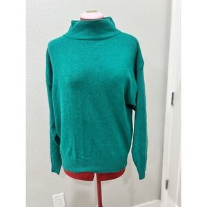 Allison Smith Teal Mock Neck Lambswool Angora Rabbit Hair Blend Sweater L